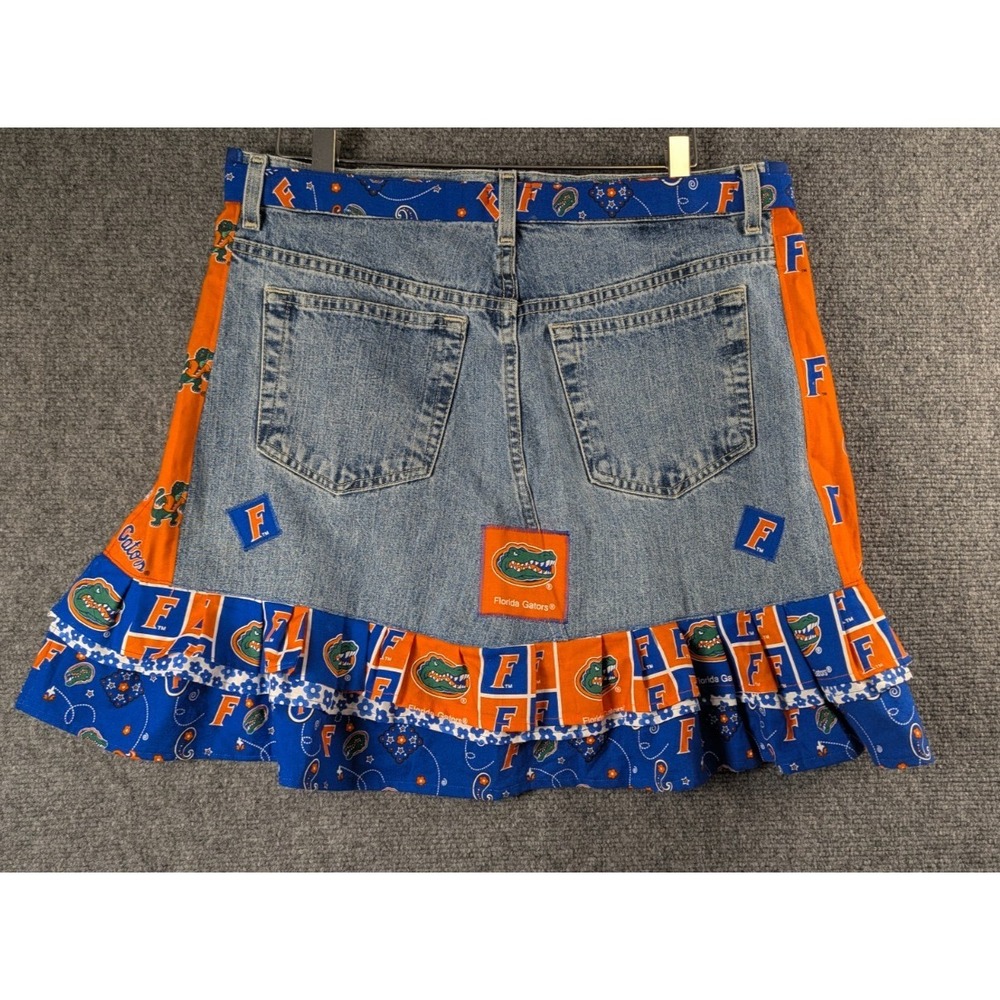 Handmade Florida Gators Upcycled Denim Patchwork Waist Apron Blue Orange NCAA